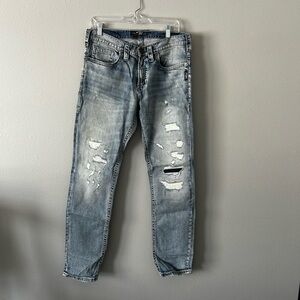 Silver Jeans Men's Konrad Light Blue Distressed Slim Jeans W31/L32